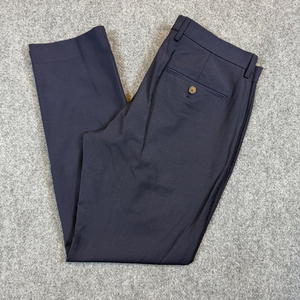 J.Crew Thompson Tapered Dress Pants Mens 32x30 Navy Blue Wool Blend Trousers